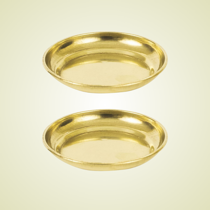 Traditional Brass Diya Plate for Puja  (Set of 2)
